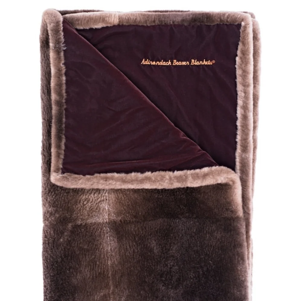 Adirondack Beaver Fur Throw Blanket Vintage Brown Fur Throw